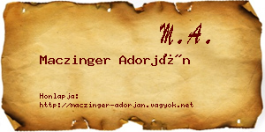 Maczinger Adorján névjegykártya